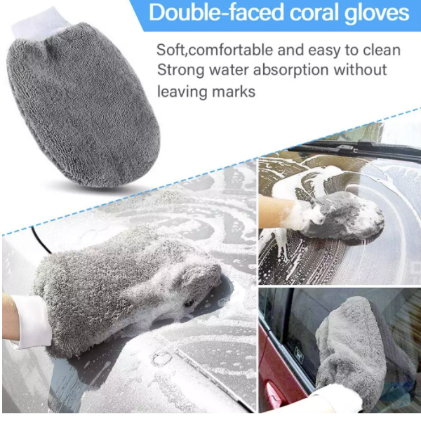 ชุดผ้าทำความสะอาดรถยนต์ เซ็ท 9 ชิ้น ฟองน้ำ ผ้าไมโครไฟเบอร์ เช็ดรถและกระจก ฟองน้ำลงแว๊กซ์ แปรงผ้าขัดล้อ