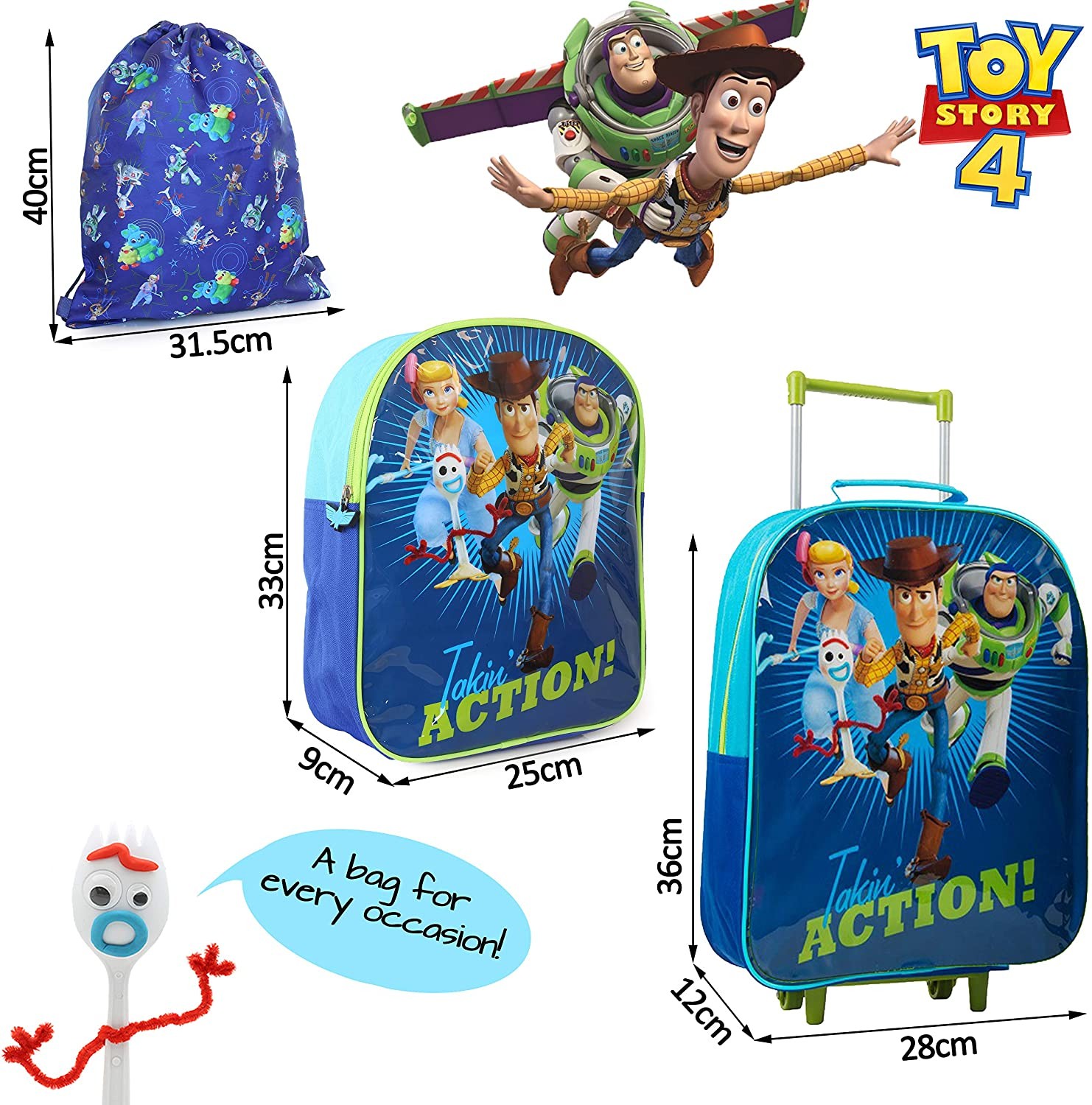 ชุดกระเป๋าล้อลากลากสำหรับเด็ก SAMBRO Disney Toy Story 4 3-Piece Travel Set for Kids