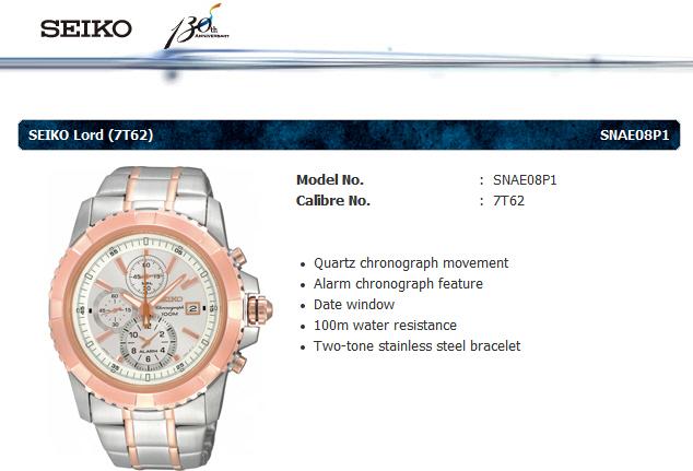 Seiko Alarm White Dial Two Tone Stainless Chronograph Watch SNAE08P1