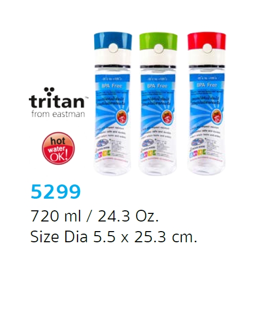 P07849 ขวดน้ำดื่ม Superlock จุ 0.72 ลิตร No.5299 (ขนาด 7.3 ซม.(กว้าง) X 7.3 ซม.(ยาว) X 25.2 ซม(สูง) ราคาส่งต่อ 12 ใบ :เฉลี่ย 130 บ./ใบ
