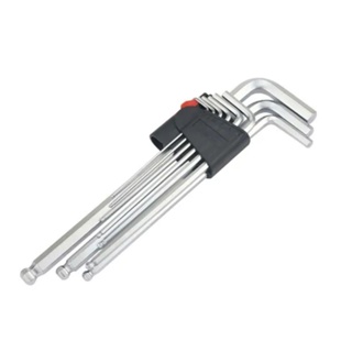 หกเหลี่ยมชุด9ชิ้น ประแจหกเหลี่ยมแอลยาวเหล็กเกรด CR-V