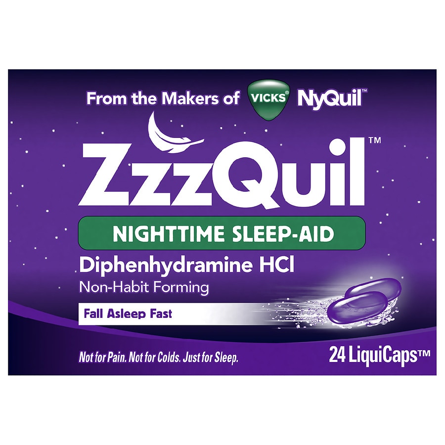 วิตามินเสริมการนอนหลับสำหรับเด็กโตและผู้ใหญ่ Vicks ZzzQuil Nighttime Sleep-Aid LiquiCaps (24 LiquiCaps)