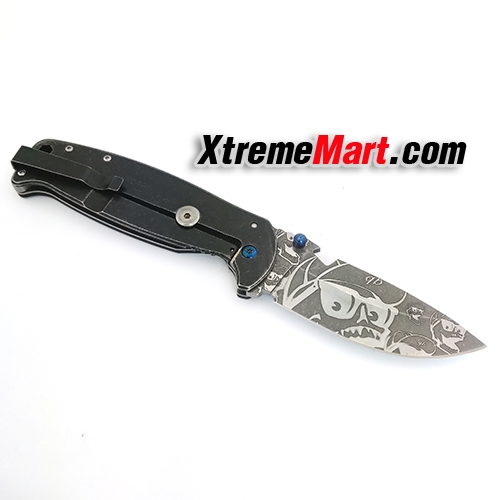มีดพับ NAVY รุ่น K814A Stainless Steel Folding Knife-Frame Lock ด้ามจับ 2 สไตล์ G10&Stonewash (ใบลาย ด้ามสีดำ)