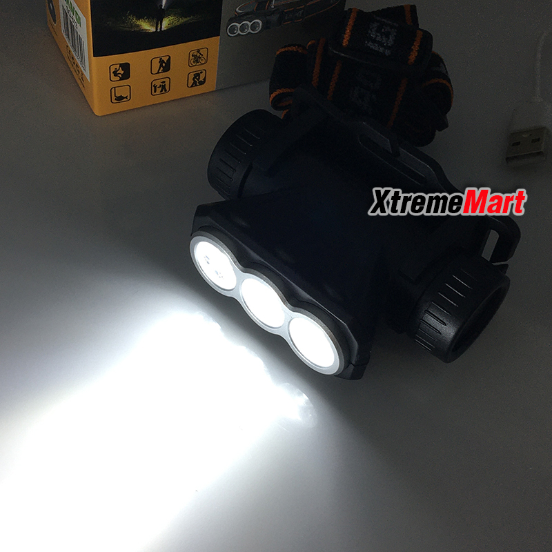 ไฟฉายคาดหัว SQ-813 หลอด LED * 3หลอด USB Rechargeable Mini Headlight