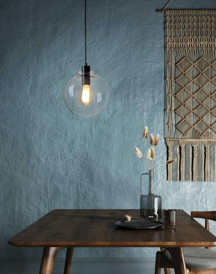 โคมไฟแขวนเพดานแก้วใสทรงกลมหัวเดี่ยว [SD9032]