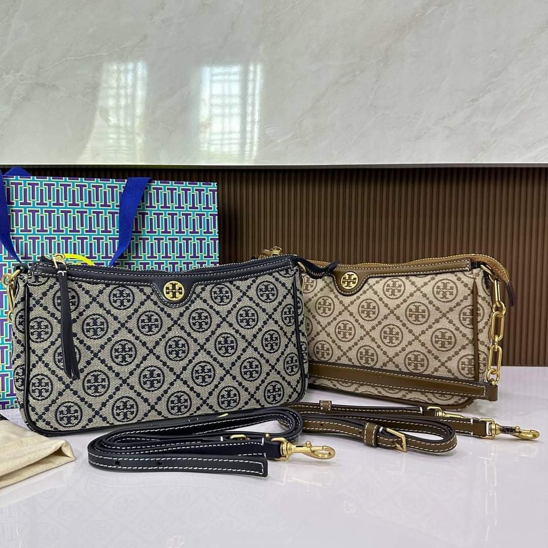 TORY BURCH T MONOGRAM JACQUARD STUDIO BAG (แอดไลน์ก่อนสั่งซื้อ)