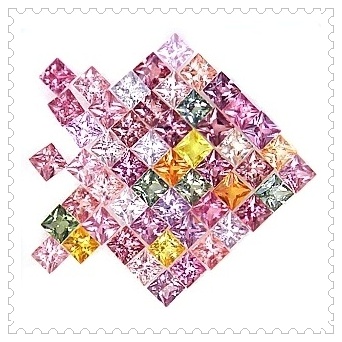 Princess Cut 3.0 m พลอยแฟนซี Fancy สี่เหลี่ยมก้นเพชร จำนวน 53 เม็ด หนัก 9.66 กะรัต หลากหลายสี Multi Colour เนื้อสะอาดทุกเม็ด ใสปิ้ง เจียระไนแบบเพชร