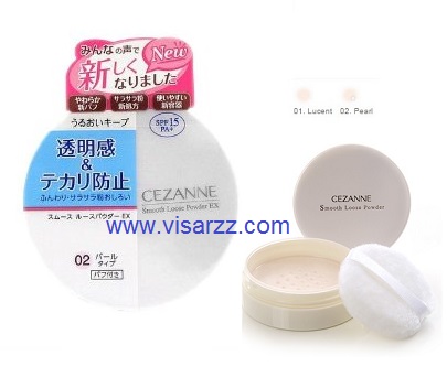Cezanne Smooth Loose Powder EX SPF15 PA+ 6g # 02 Pearl เนื้อแมทโปร่งแสง