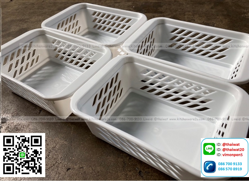 P11307 ตะแกรงเหลี่ยม (12*15.5*6 cm) สีขาว เกรดเอ No.653 ราคาส่งต่อ 1 โหล: 12 ใบ