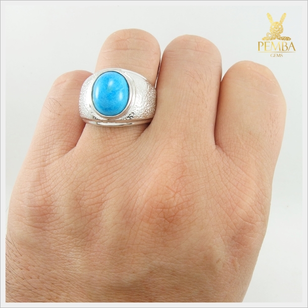 แหวนเทอร์คอยส์แท้ อัญมณีฟ้าเขียว ปกป้องภยันอันตรายต่างๆ แหวนพลอยแท้