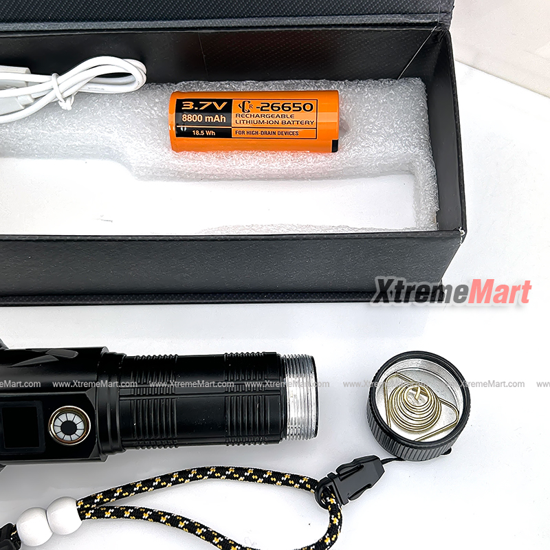 ชุดเซตไฟฉายซูม Ultrafire FA-P208 หลอด LED 2000lumen 5-Mode มีจอแสดงระดับแบตเตอรี่พร้อมแบตเตอรี่ 26650 และสายชาร์จ USB (ชุดละ)