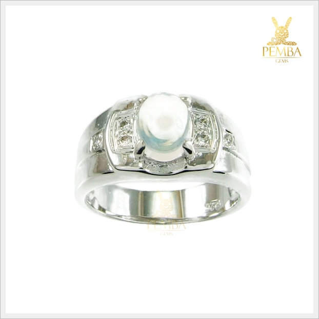 แหวนโอปอลแท้ เงินแท้925 ชุบทองคำขาว เหลือบสีฟ้า แหวนพลอยแท้