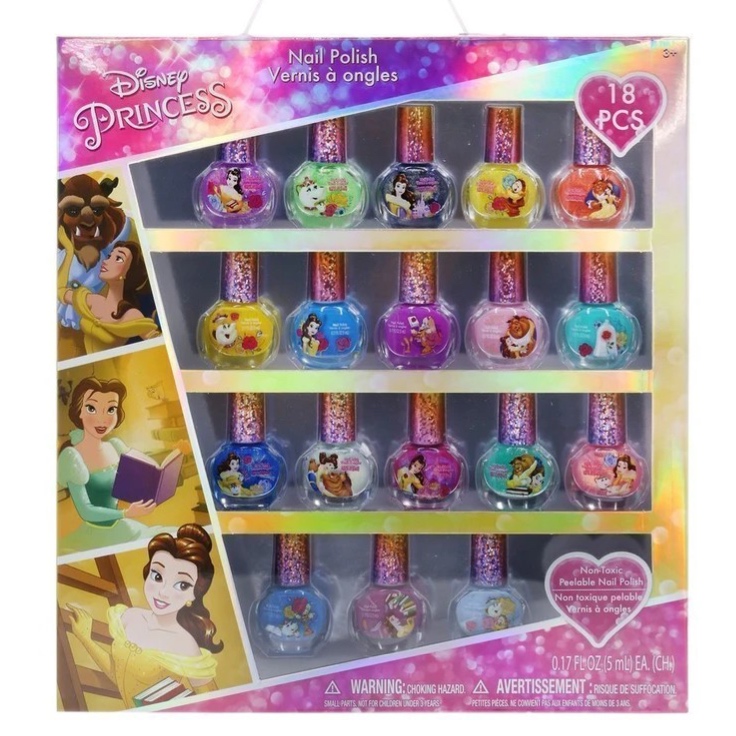 ชุดสีทาเล็บปลอดสารพิษสำหรับเด็ก TownleyGirl Disney Princess Belle Beauty & the Beast 18-Pack Nail Set