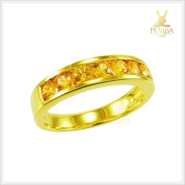 แหวนบุษราคัมแถว เรียบๆ แต่มีสไตล์ (สามารถสั่งทำได้ค่ะ)