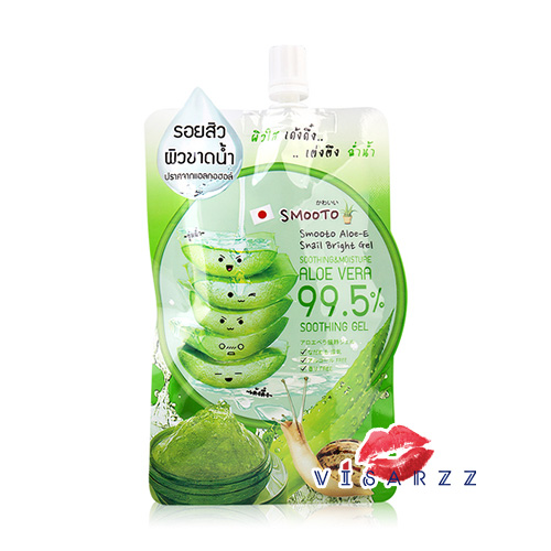 (แบ่งขาย 1 ซอง) Smooto Aloe-E Snail Bright Gel 50g สมูทโตะ อโล-อี สเนล ไบรท์ เจล 99.5% เจลว่านหางจระเข้ ฟื้นฟูผิวให้ผิวแข็งแรง