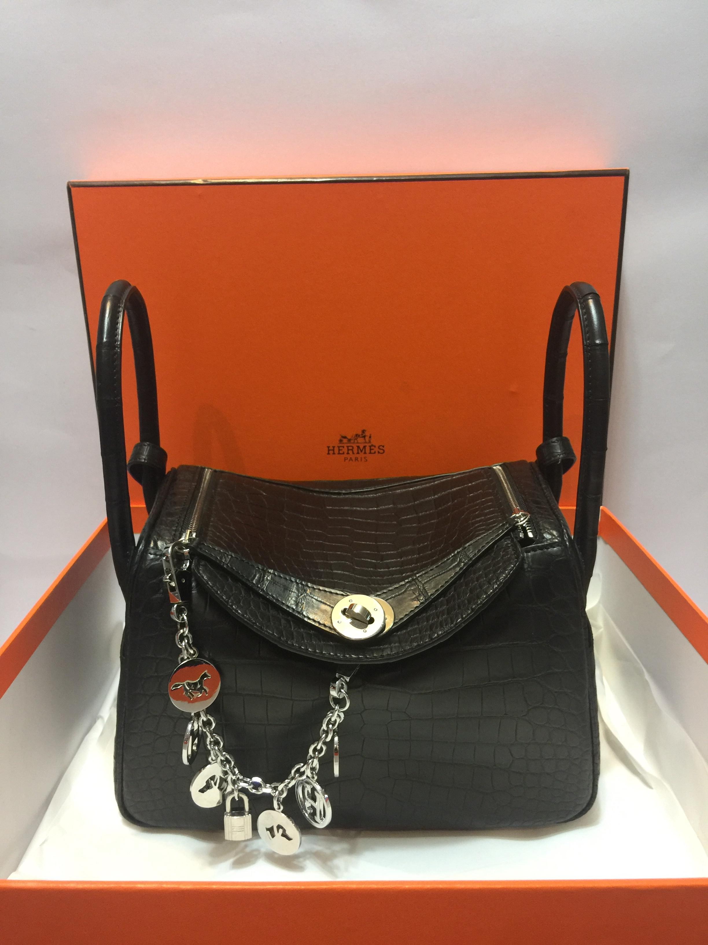 Hermes Lindy 26 Black Crocodile