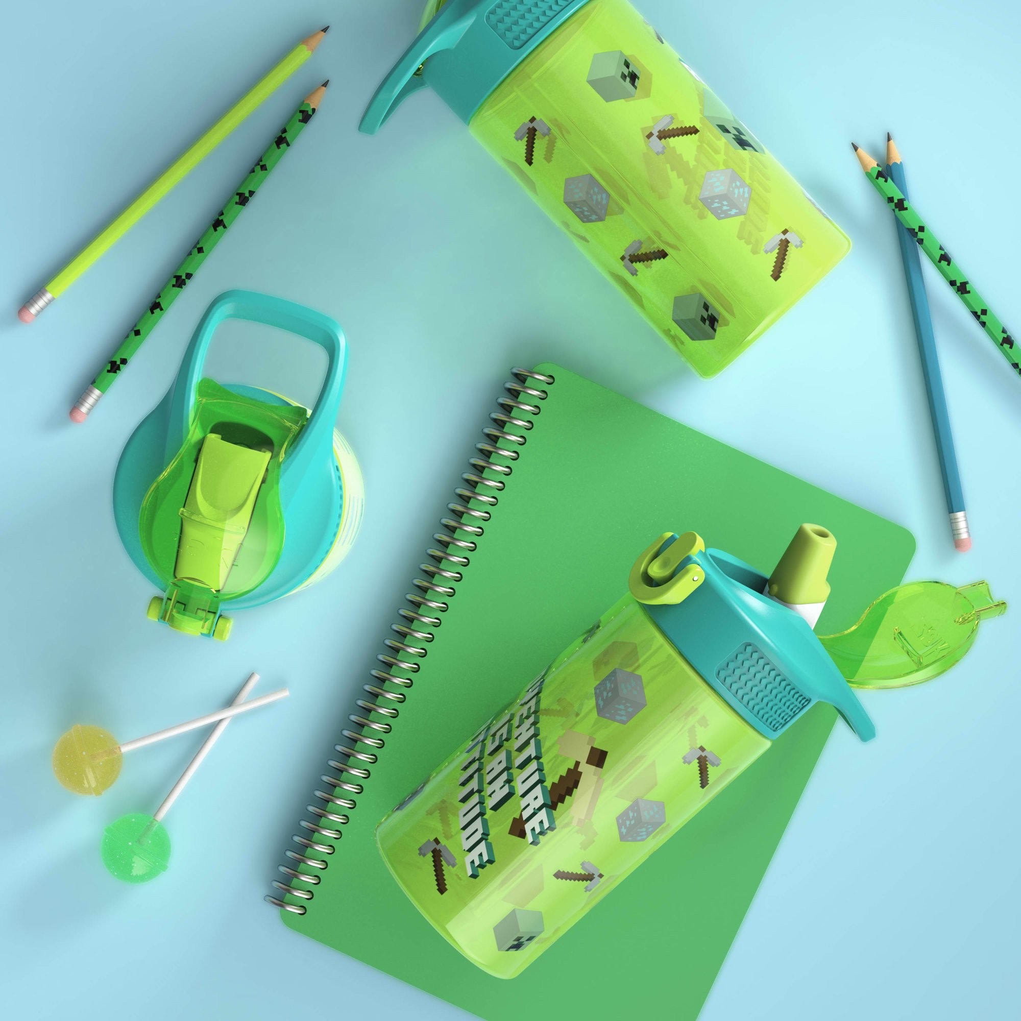 กระติกน้ำพร้อมหลอดดื่มสำหรับเด็ก Zak! Minecraft 16 Oz. Reusable Water Bottle with Straw
