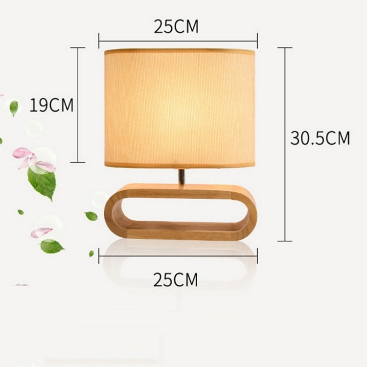 โคมไฟตั้งโต๊ะฐานวางทำจากไม้โป๊ะผ้าโทนสีน้ำตาล [HH9001]