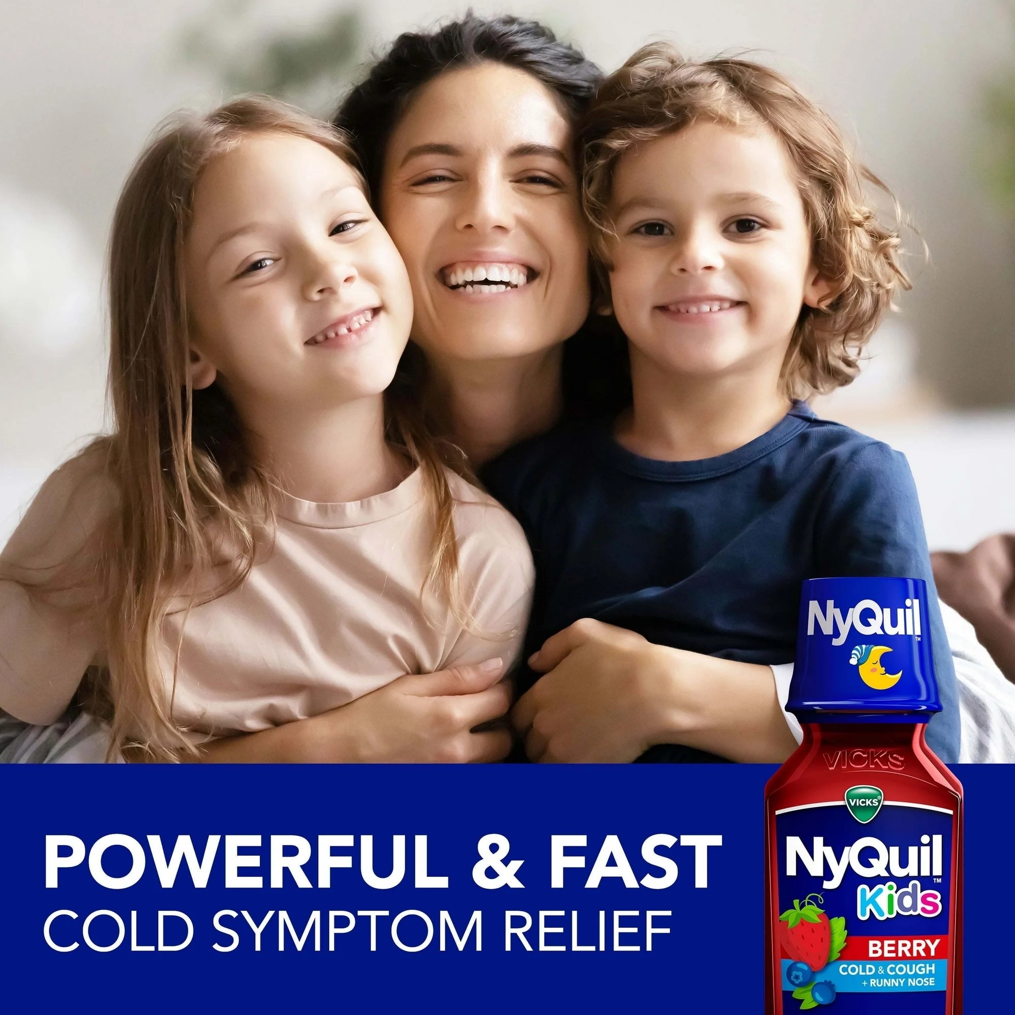 ยาบรรเทาอาการหวัดและไอระคายคอสำหรับเด็ก Vicks NyQuil Kids Cold & Cough + Runny Nose Nighttime Relief