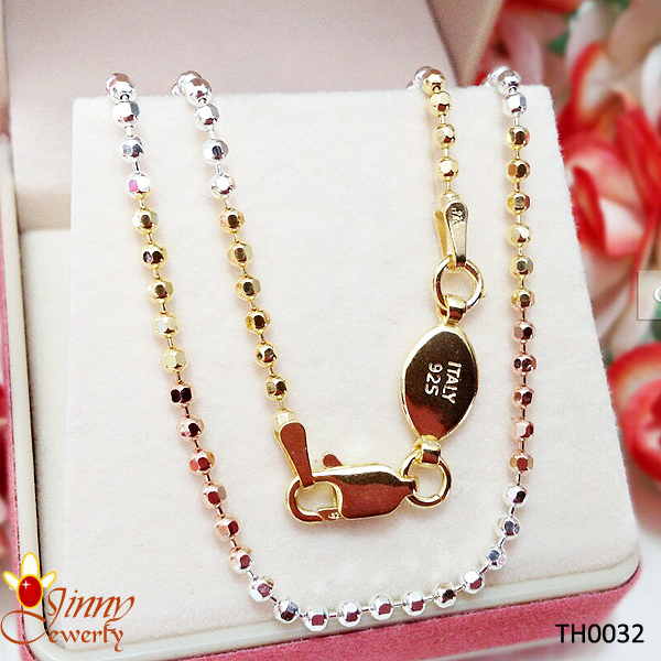 สร้อยคอเงินแท้ สร้อยคอ 3 กษัตริย์ ลายบอลตัดลายงานอิตาลี 1.5 มิล