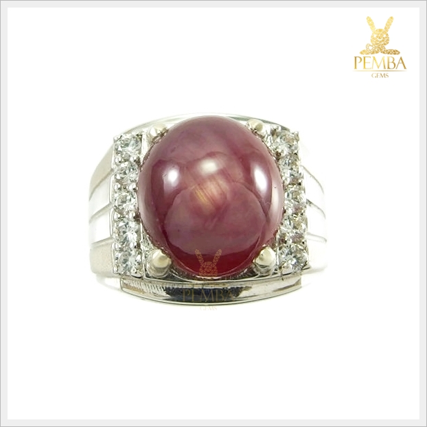 แหวนทับทิม Star เงินแท้925 ชุบทองคำขาว ตัวแทนของความรักบริสุทธิ์