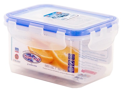 P07833 กล่องถนอมอาหาร Superlock จุ 0.65 ลิตร 6124 (ขนาด 10.5 ซม.(กว้าง) X 14 ซม.(ยาว) X 8 ซม.(สูง) ราคาส่งต่อ 12 ใบ :เฉลี่ย 40 บ.ใบ