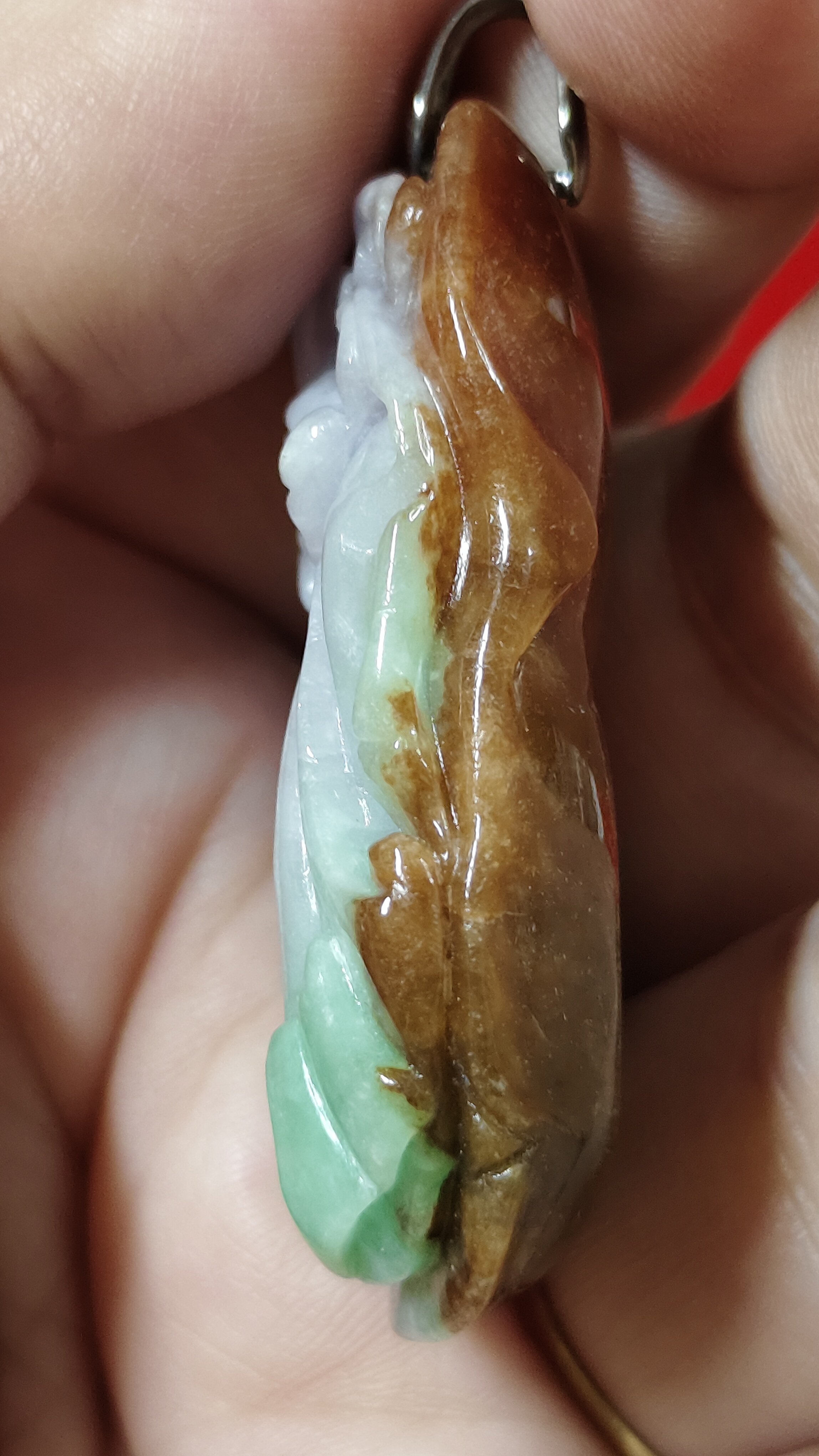 #จี้หยกพม่า 3 สีแกะลายมังกรพ่นไฟ รหัสC-034