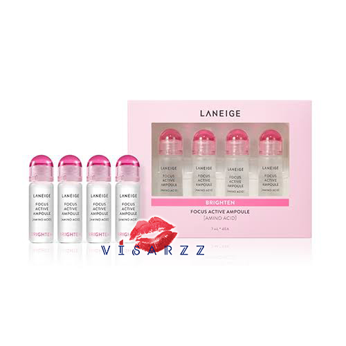 (Clearance Exp.03/22 ชมพู) Laneige Focus Active Ampoule Amino Acid 7mL x 4 เซรั่มสูตรเข้มข้น ที่ช่วยให้ผิวหน้าแลดูกระจ่างใส พร้อมผลลัพธ์ผิวโกลว์ใสดุจกระจก