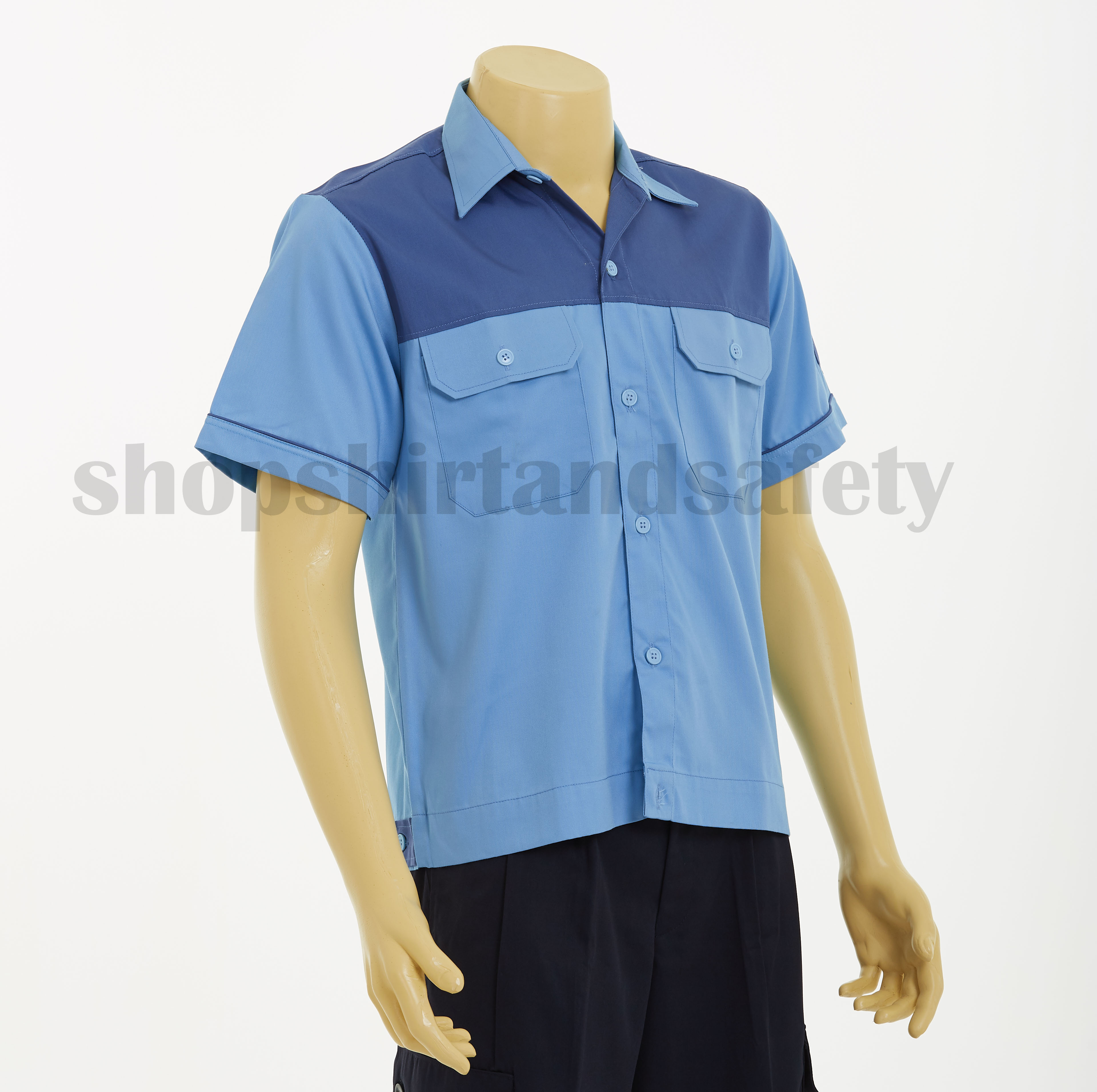 เสื้อช็อปแขนสั้นแบบฟ้าอกเทา