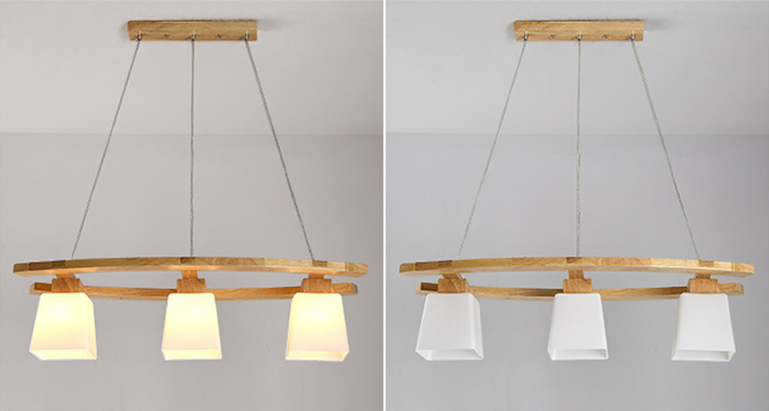 โคมไฟแขวนเพดาน 3 ดวง สไตล์ไม้โมเดิร์น [V136]