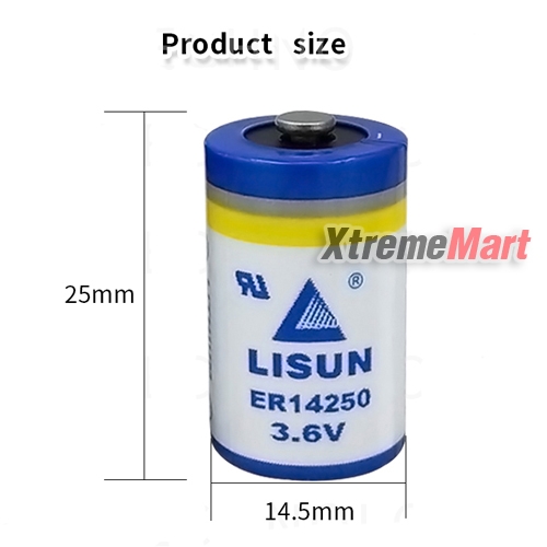 แบตเตอรี่ LISUN ER14250 1/2AA 3.6V 1200mAh Lithium Battery (ก้อนละ)