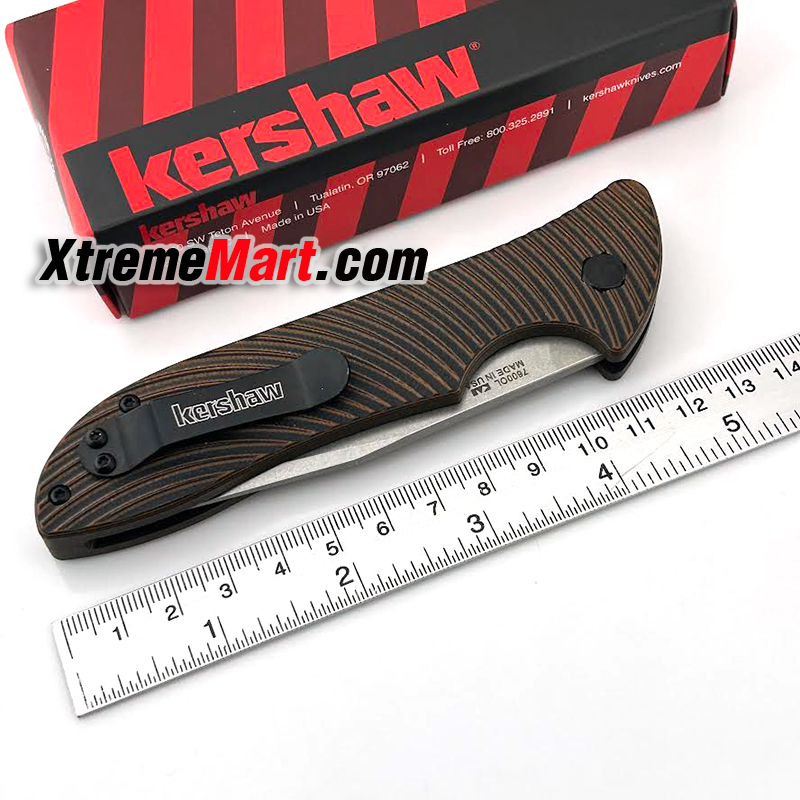 มีดพับ Kershaw7600 ด้ามสีน้ำตาล พกพาง่าย ด้ามจับถนัดมือ มีดเดินป่า มีดแคมป์ปิ้ง