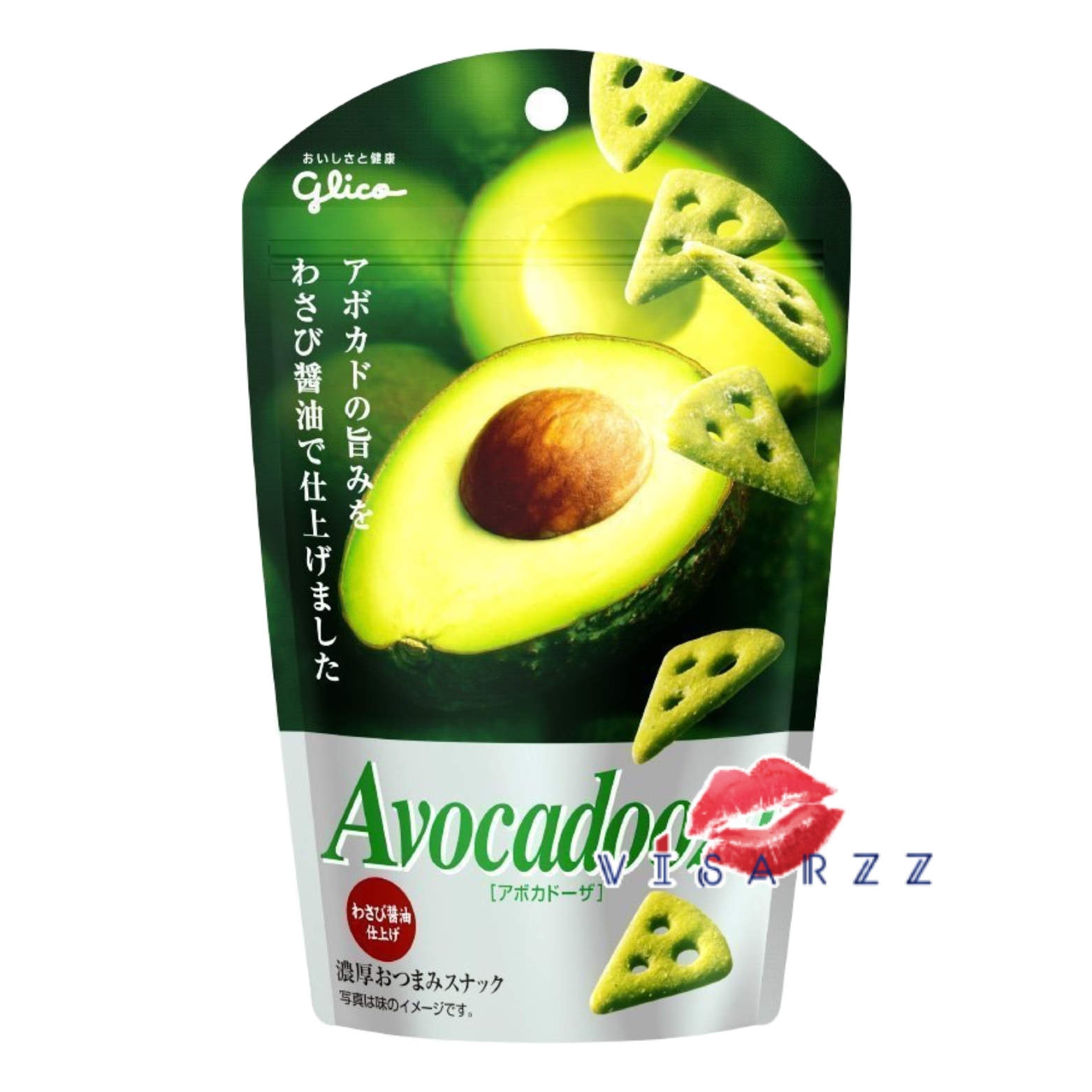 Exp.12/25 (Avocadooza ซองสีเขียว) Glico Cheeza Cracker Cheeza Avocadooza 40g ขนมบิสกิต แครกเกอร์อบกรอบ รสอโวคาโด้ รสชาติของอะโวคาโด้ ผสมซอสถั่วเหลืองวาซาบิ รูปสามเหลี่ยมสุดซ่า
