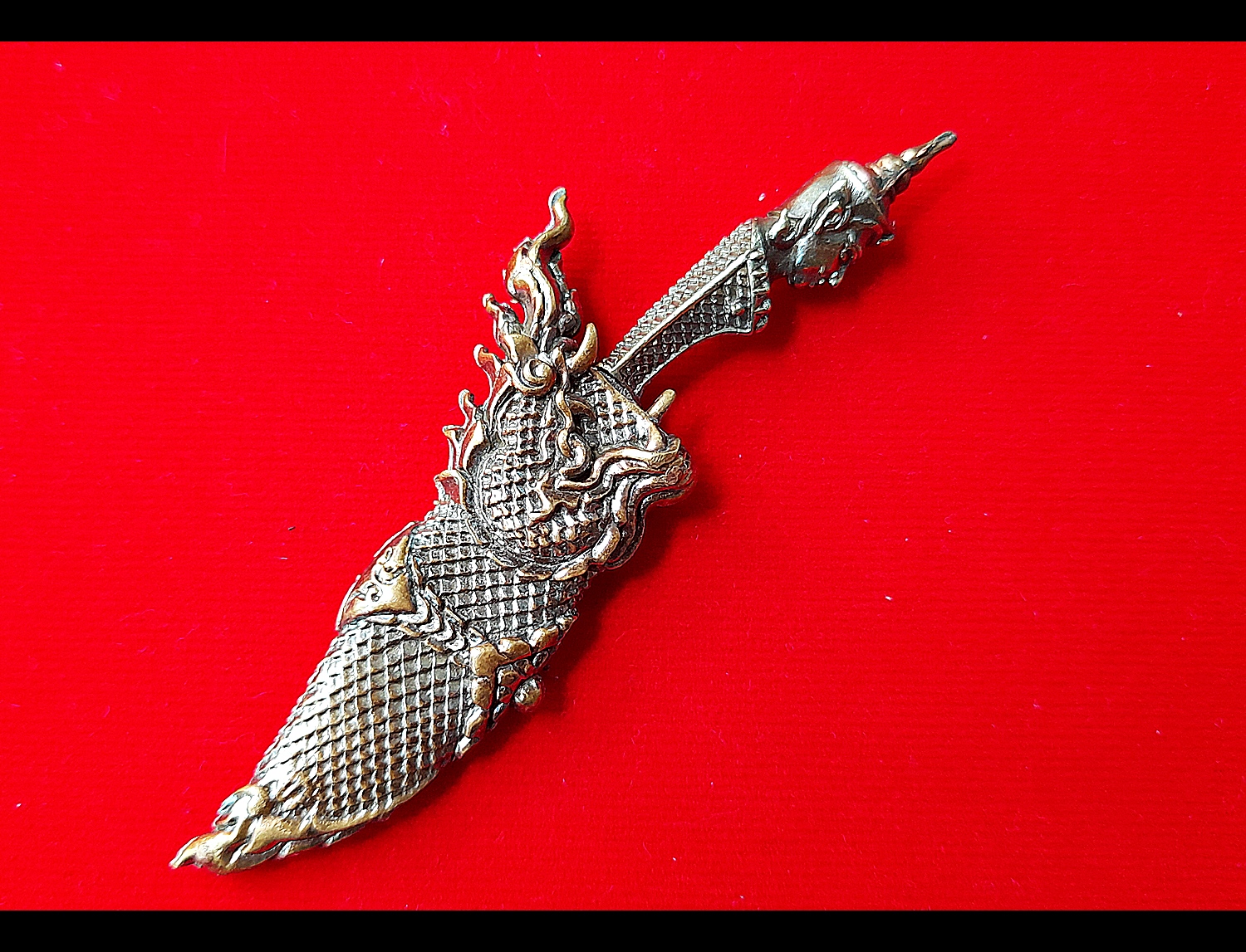 มีดหมอท้าววิรูปักษ์ (ท้าววิรูปักษ์ เทวดาผู้เป็นใหญปกครองพญานาค) หล่อนำฤกษ์ เนื้อสัตตะโลหะ (พิเศษ(เฉพาะหล่อนำฤกษ์)) ปี2564 #รับประกันแท้ - หลวงพ่อหนุน วัดพุทธโมกข์