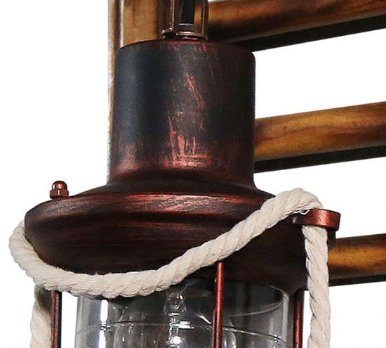 โคมไฟไม้ไผ่ติดผนังสไตล์วินเทจมีเชือกห้อย [MB-7191T]