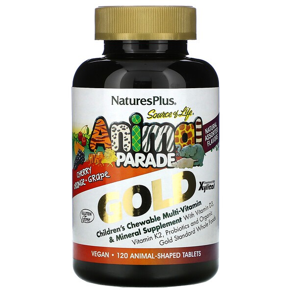 วิตามินรวมชนิดเม็ดเคี้ยวสำหรับเด็ก NaturesPlus Animal Parade GOLD Children's Chewable Multi-Vitamin & Mineral Supplement