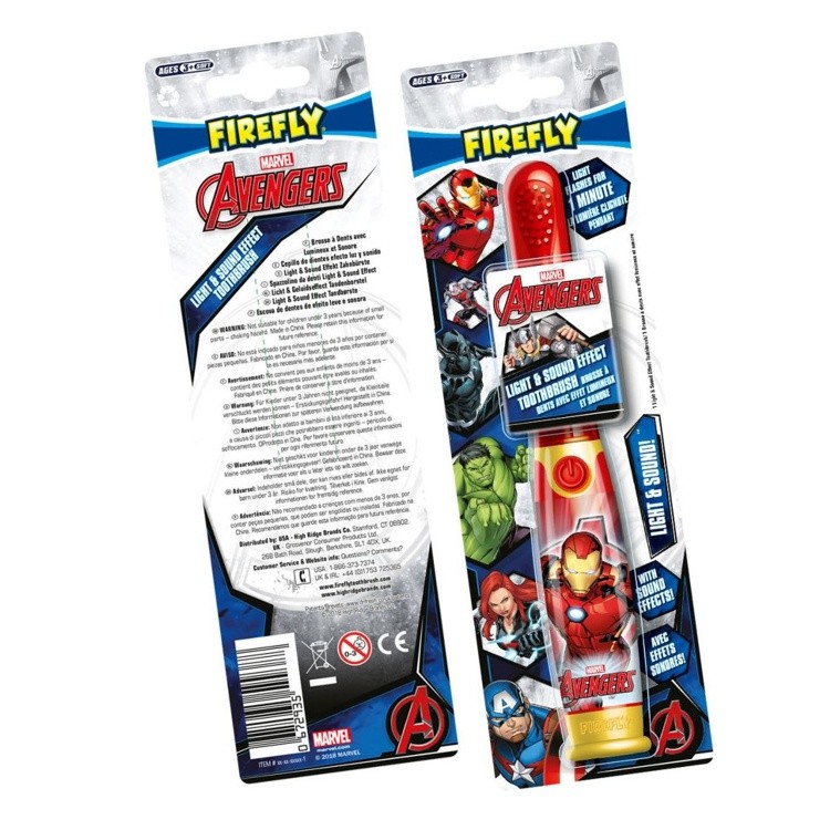 แปรงสีฟันพร้อมแสงไฟและเสียงดนตรี FireFly Avengers Iron Man Light & Sound Effect Toothbrush
