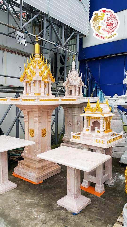 ศาลพระภูมิหินอ่อนทรงประสาท ขนาดฐานกว้าง 126 ซม ยาว 126 ซม