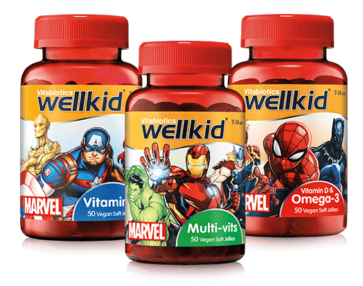 วิตามินรวมชนิดกัมมี่สำหรับเด็กโต Vitabiotics Wellkid Marvel Multi-vits