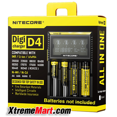 เครื่องชาร์จดิจิตอล NITECORE D4 4-Slot Digital Battery Charger w/ LCD Display Screen (ไม่มีสายชาร์จในรถยนต์)