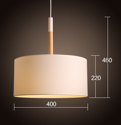 โคมไฟแขวนเพดานโป๊ะผ้าหัวไม้สไตล์โมเดิร์น 40cm [P3810]
