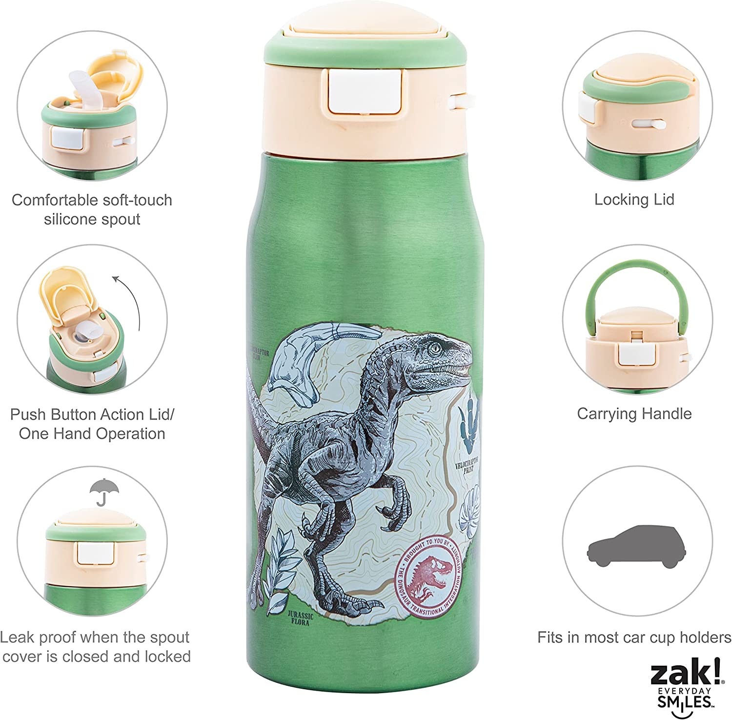 กระติกน้ำสเตนเลสรักษาอุณหภูมิ Zak! T-Rex Mesa Vacuum Insulated Stainless Steel 13.5 Oz Bottle