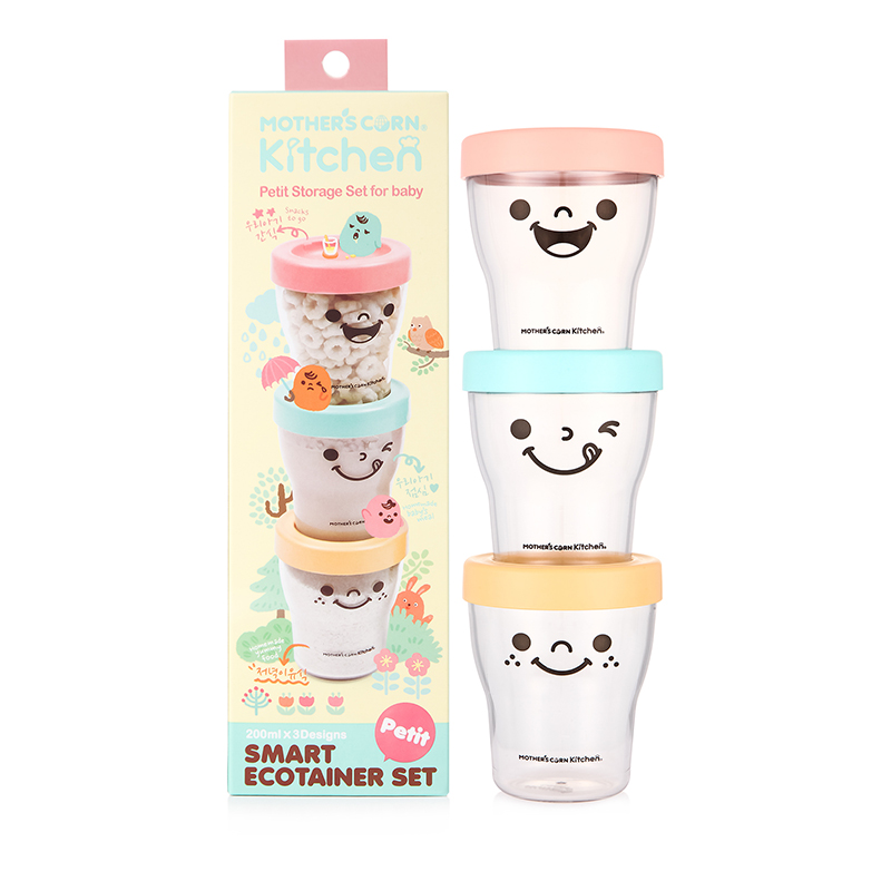 ชุดถ้วยแช่แข็งและบรรจุอาหารจากข้าวโพดปลอดสารพิษ Mother's Corn Kitchen Petit Smart Ecotainer Set
