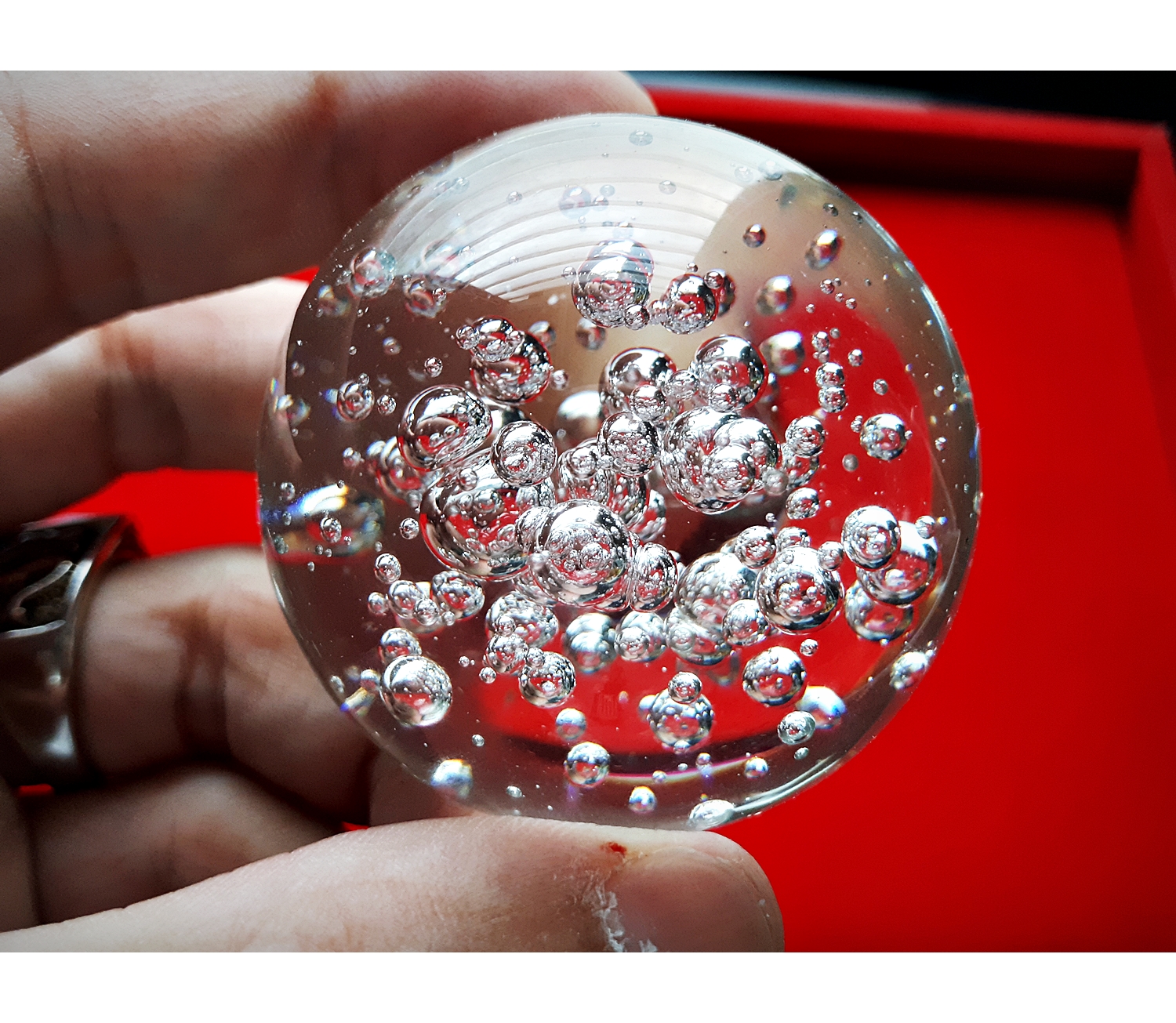 ลูกแก้ว แฟนตาซี ฟองอากาศ สีใส หลายขนาด เล็ก ใหญ่ ขนาด 5ซม 6ซม 8ซม 15ซม 20ซม พร้อมฐาน (ขายปลีก ขายส่ง)