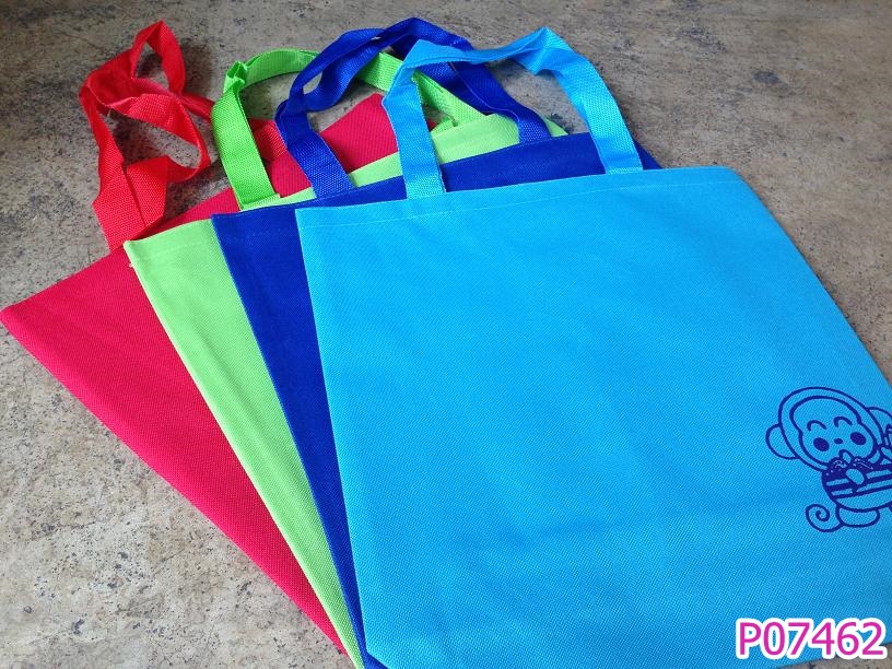P07462 กระเป๋าผ้า หูหิ้ว ทรงกุ๊น ขนาด 29*33 ซม. ผ้าดี สีสวย (ราคาส่งต่อ 1 โหล: 12 ใบ)