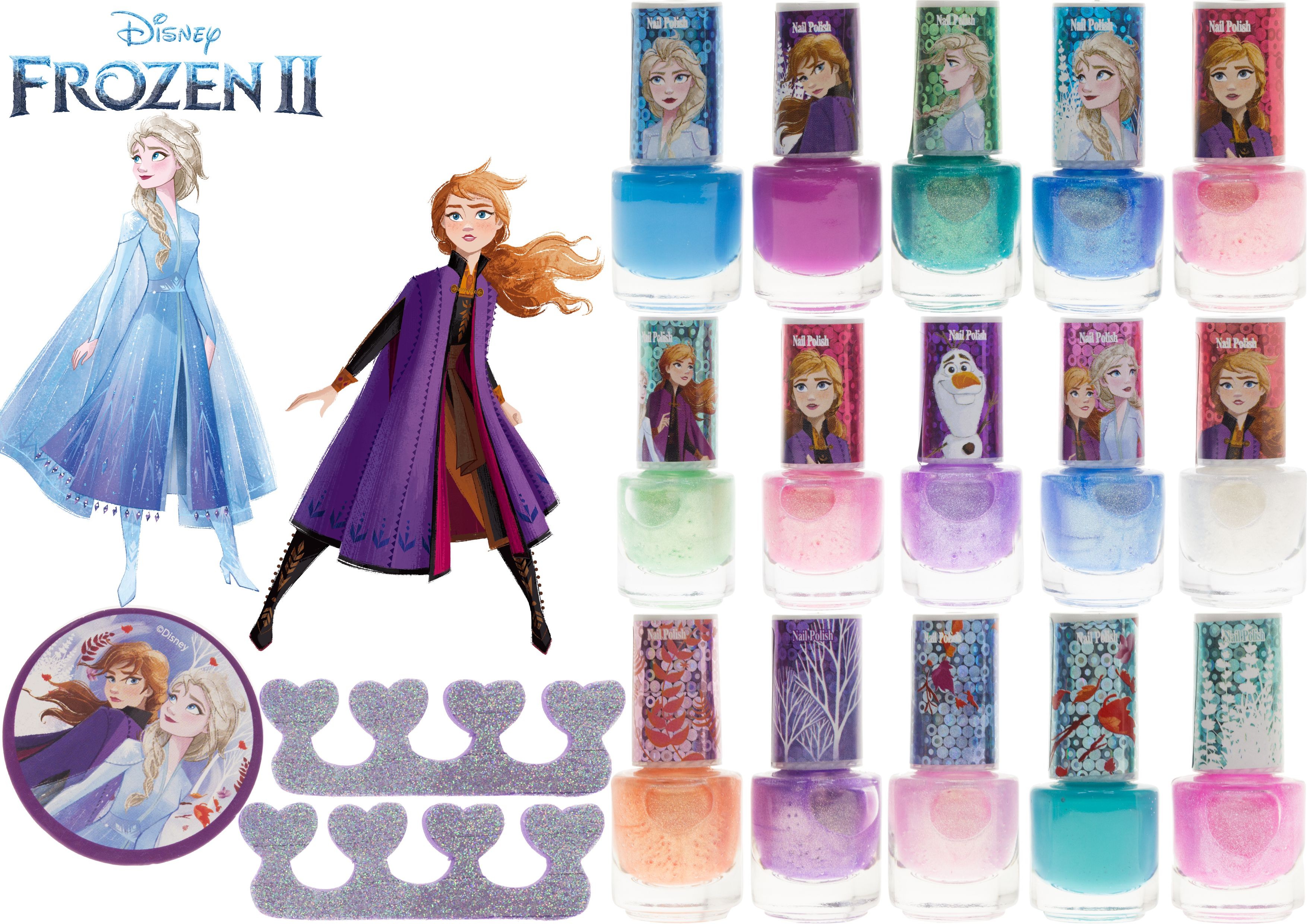 ชุดสีทาเล็บปลอดสารพิษสำหรับเด็ก TownleyGirl Disney Frozen2 Sparkle 18-Piece Nail Set