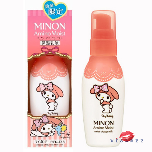 (Limited Edition My Melody ขวดลายที่ 2) Minon Amino Moist Charge Milk 100g มิลค์โลชั่นบำรุงผิวหน้า อ่อนโยนแม้ผิวบอบบางแพ้ง่าย มอบความนุ่มชุ่มชื้นให้ผิว ด้วยอะมิโน 9 ชนิด และส่วนผสมที่อ่อนโยนต่อผิวบอบบาง เก็บกักความชุ่มชื้นให้ผิว ป้องกันไม่ให้ผิวแห้งและเกิ