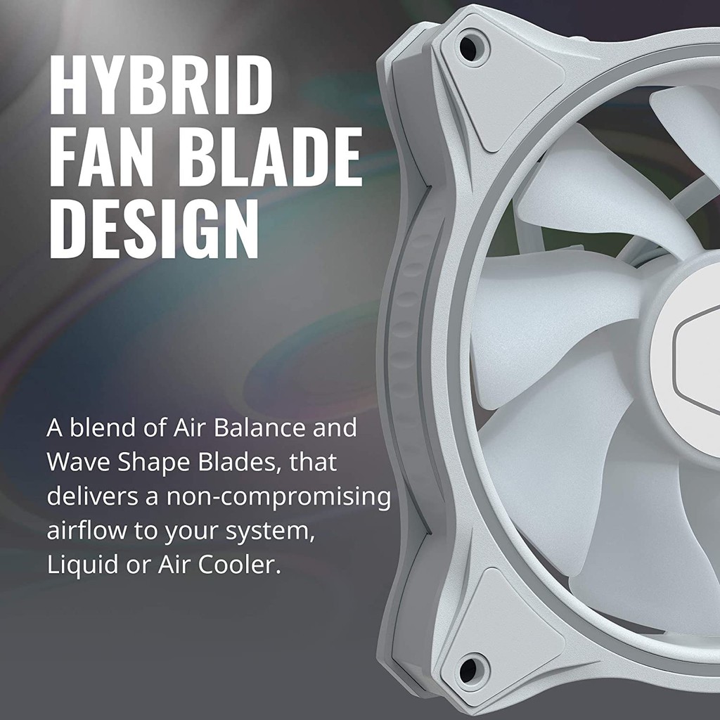 FAN Cooler Master MasterFan MF120 Halo White Edition Duo-Ring ARGB 120mm Fan #coolermaster พัดลมเคส Single pack White