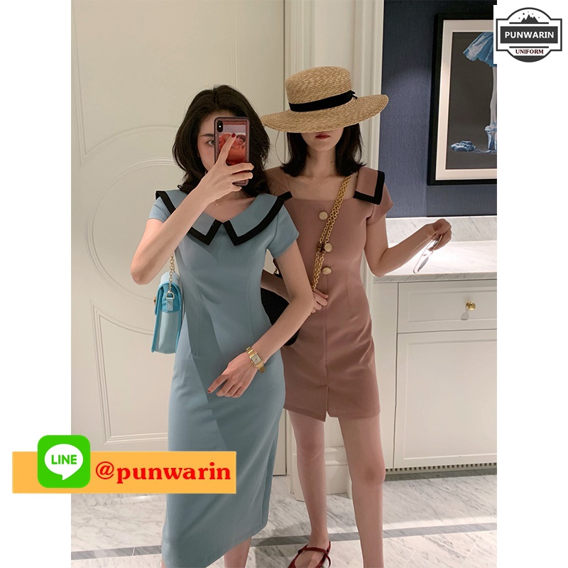 ชุดลำลองวันสบายๆ สาวเกาหลีวัยทำงานชุดเดรส W6503005 สีภาพ S-XL
