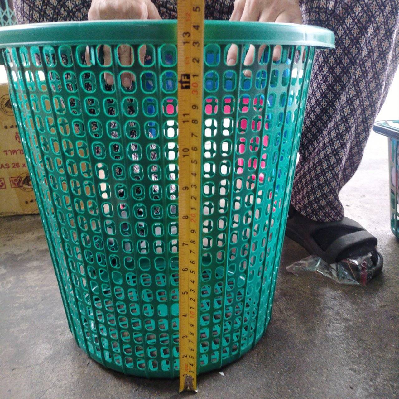 P05342 ตะกร้ากลม (34*34*34 cm) ใส่ผ้า เกรดบี (ราคาขายส่งต่อ 12 ใบ )